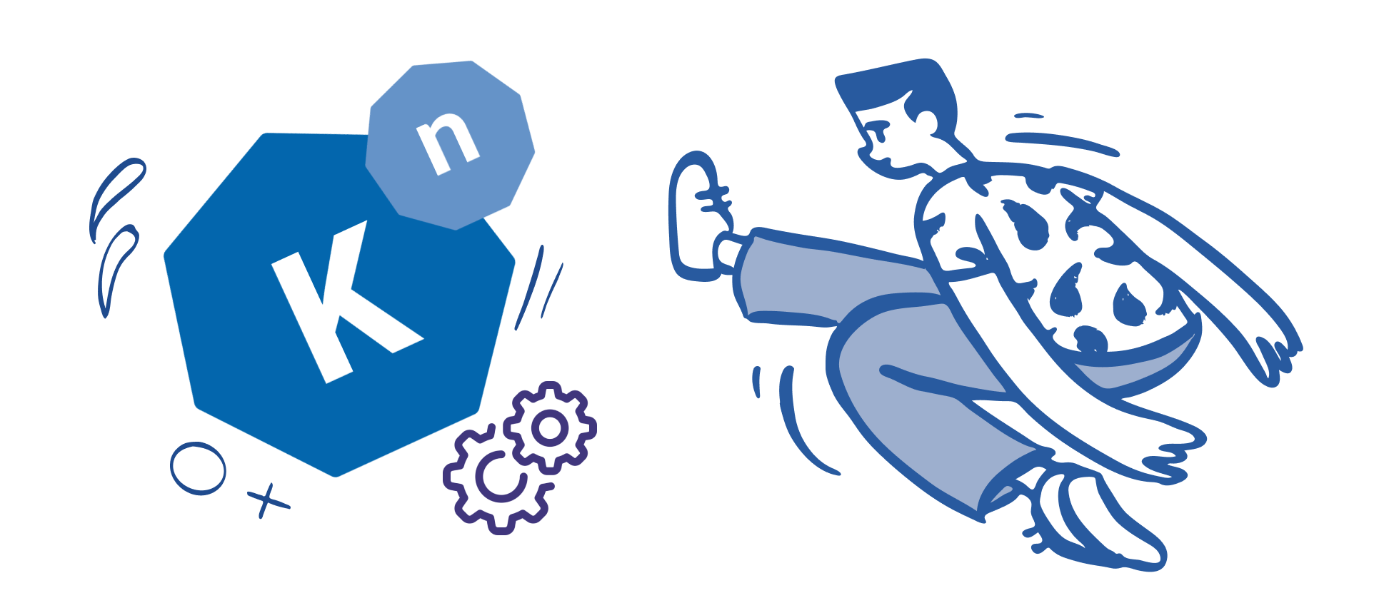 Person dancing with the Knative logo